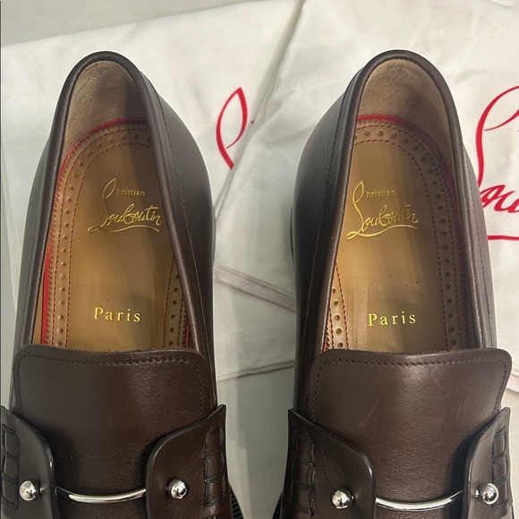 Christian Louboutin Dark Brown Leather Loafers - Picture 2 of 8